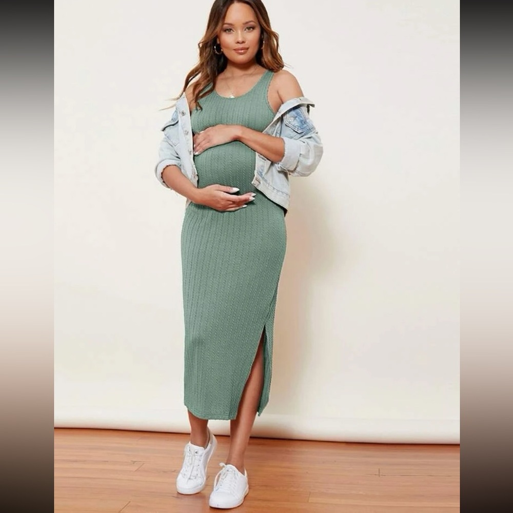 SHEIN Maternity Split Side Cable Knit Dress